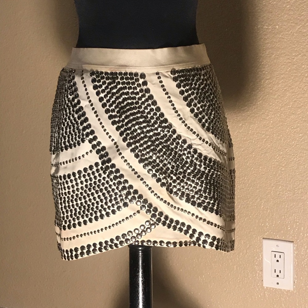 White mini skirt silver stud sequins (used)